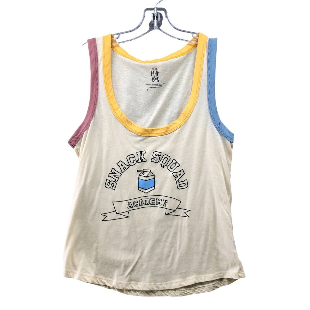 The Little Milk Bar Snack Squad Tank Top Womens S Cream Scoop Neck